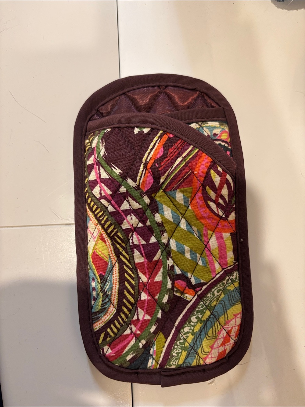 Vera Bradley Quilted Phone Sleeve in Purple Multi Paisley